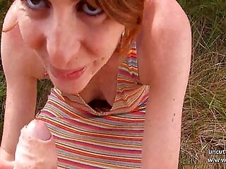 Amateur french redhead slut ass nailed with cum to mouth outdoor